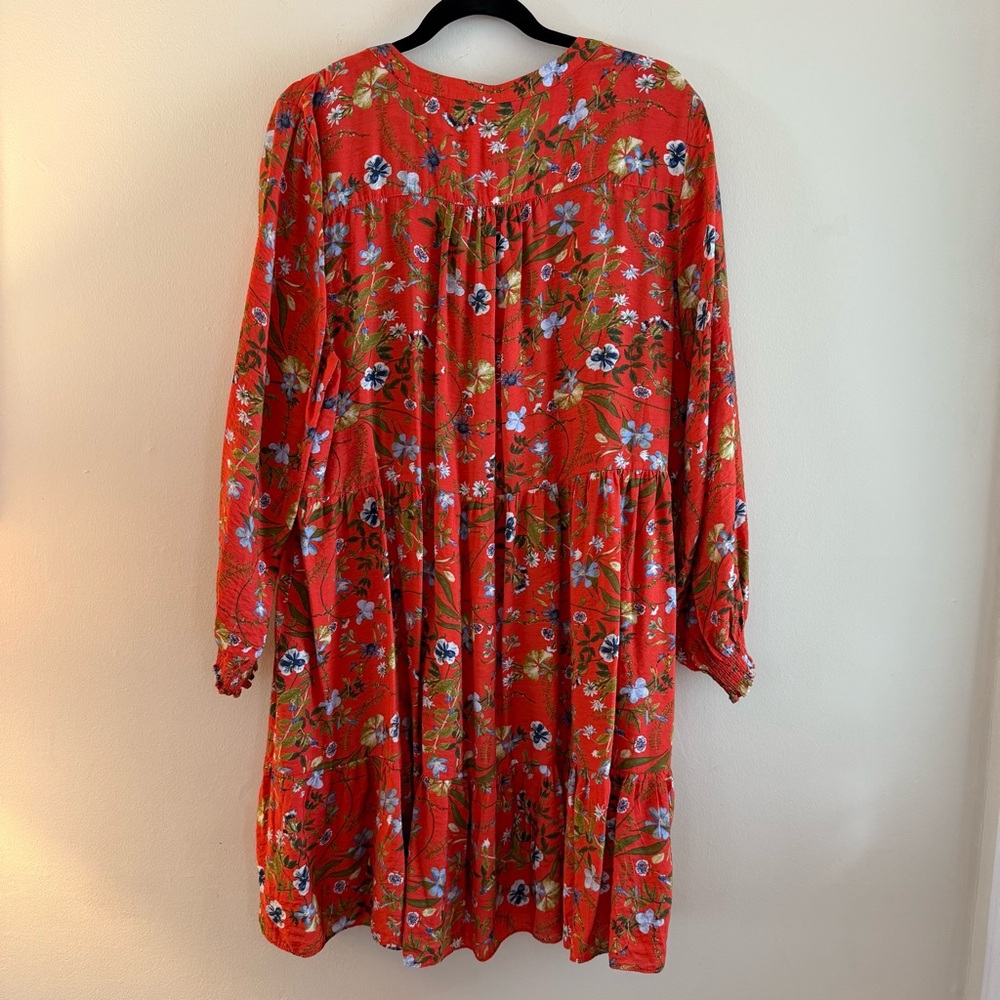 Terra & Sky Redish-Orange Floral Long Sleeve Dress or Tunic - Picture 4 of 5